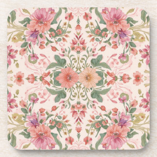 Valentine's Day, Lovely Pink Flowers Pattern Getränkeuntersetzer