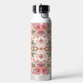 Valentine's Day, Lovely Pink Flowers Pattern  Trinkflasche (Links)