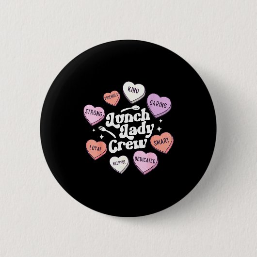 Valentines Day Lunch Lady Groovy Cafeteria Squad H Button (Vorderseite)