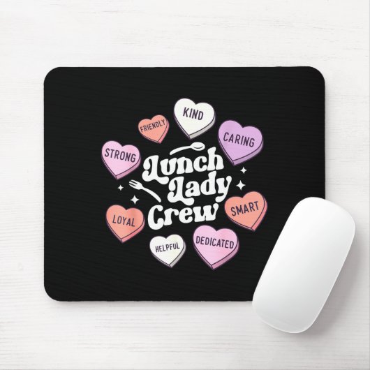 Valentines Day Lunch Lady Groovy Cafeteria Squad H Mousepad (Mit Mouse)