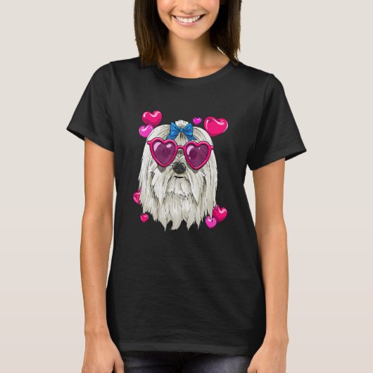 Valentines Day Maltese Heart Couples Maltese Dog T-Shirt (Vorderseite)
