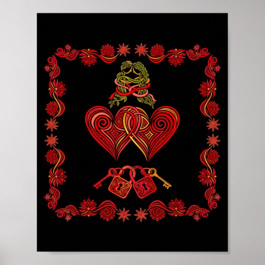 Valentines Day Matching Couple Heart Pajamas Men W Poster (Vorne)