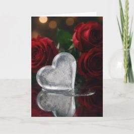 Valentine's Day Melting Ice Heat With Red Roses Karte