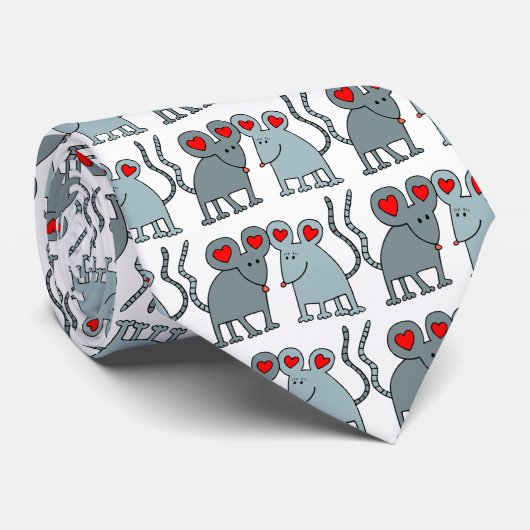 Valentine's Day Mice Neck Tie Krawatte (Gerollt)