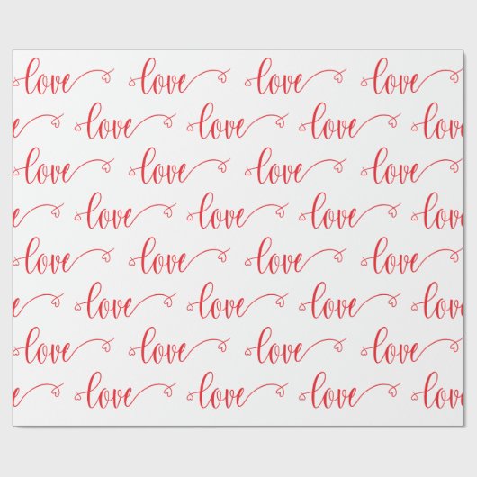 Valentine's Day Modern Love Heart Script Pattern Geschenkpapier (Flach)