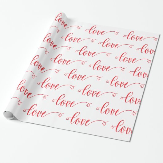 Valentine's Day Modern Love Heart Script Pattern Geschenkpapier (Ungerollt)