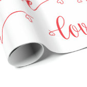 Valentine's Day Modern Love Heart Script Pattern Geschenkpapier (Rolleneckpunkt)