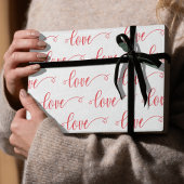 Valentine's Day Modern Love Heart Script Pattern Geschenkpapier