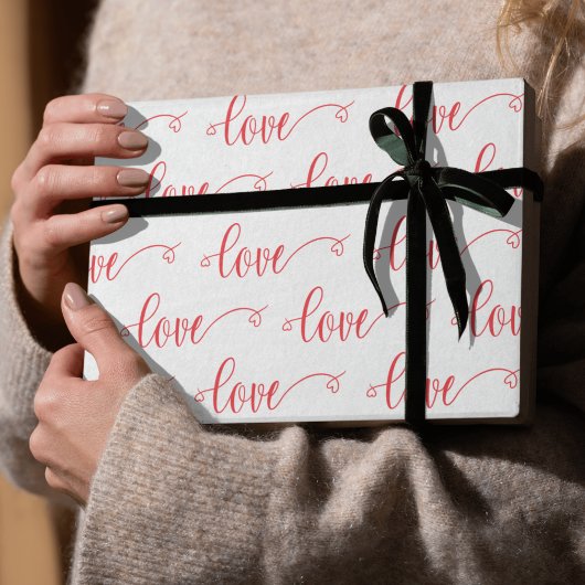 Valentine's Day Modern Love Heart Script Pattern Geschenkpapier