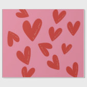 Valentine's Day Modern Red & Pink Hearts Script Geschenkpapier (Flach)