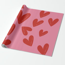 Valentine's Day Modern Red & Pink Hearts Script Geschenkpapier