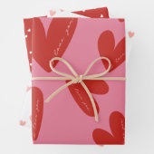 Valentine's Day Modern Red & Pink Hearts Script Geschenkpapier Set (Beispiel)