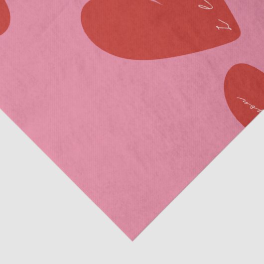 Valentine's Day Modern Red & Pink Hearts Script Seidenpapier (Detail)