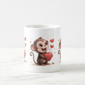 Valentine's Day Monkey Red Hearts Mugs Kaffeetasse (Mittel)