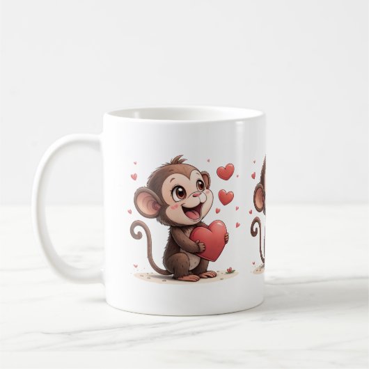 Valentine's Day Monkey Red Hearts Mugs Kaffeetasse (Links)