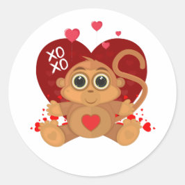 Valentine's Day Monkey  Runder Aufkleber