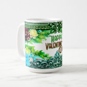 Valentine's Day Mugs Green Floral Design Kaffeetasse (Vorderseite Links)