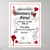 Valentine's Day Music Hearts Party Poster (Vorne)