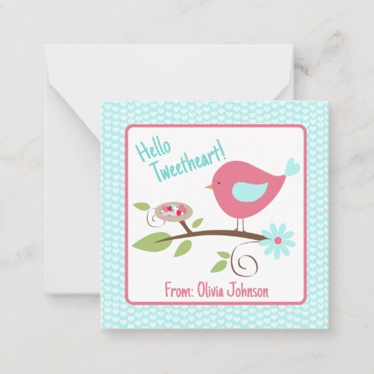 Valentine's Day Niedlich Birdie Hallo Tweetheart S Mitteilungskarte (Vorderseite)