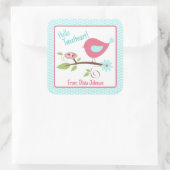 Valentine's Day Niedlich Birdie Hallo Tweetheart S Quadratischer Aufkleber (Tasche)