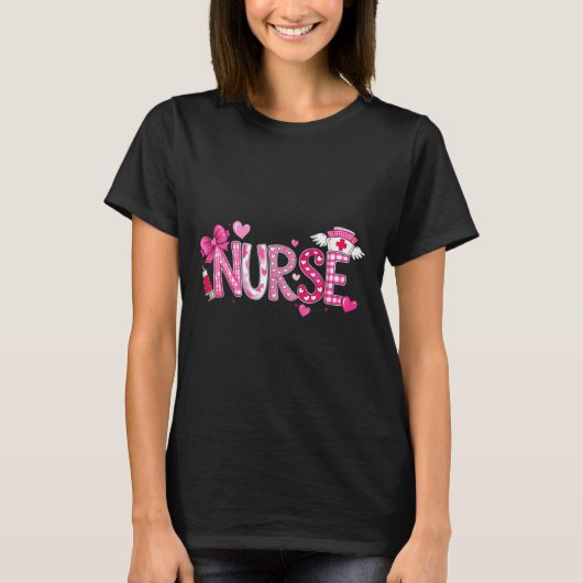 Valentines Day Nurse Graphic Nk Patterns For Woman T-Shirt (Vorderseite)
