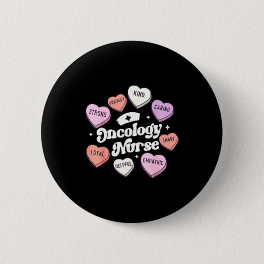 Valentines Day Oncology Nurse Cancer Suprt Groovy  Button (Vorderseite)