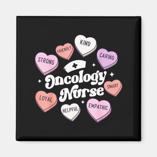 Valentines Day Oncology Nurse Cancer Suprt Groovy Magnet (Vorne)
