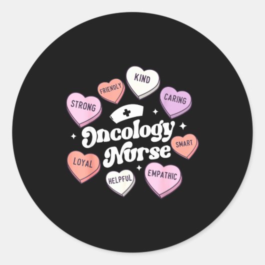 Valentines Day Oncology Nurse Cancer Suprt Groovy Runder Aufkleber (Vorderseite)