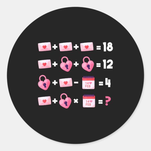 Valentines Day Order Of Operations Valentines Math Runder Aufkleber (Vorderseite)