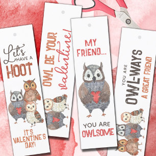 Valentine's Day Owl Themed DIY CUT OUT Lesezeichen