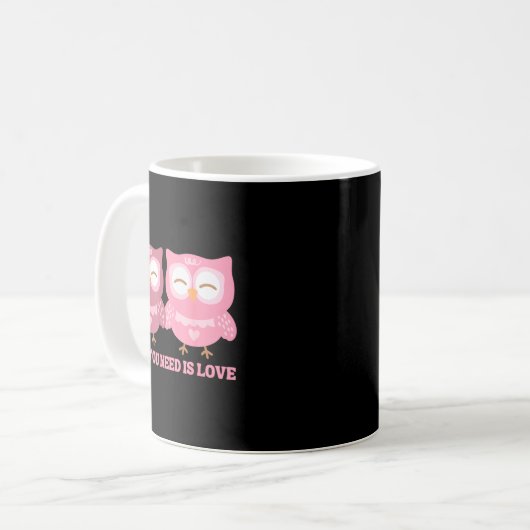 Valentines Day Owl You Need Is Love _ Cute Valenti Kaffeetasse (Vorderseite Links)