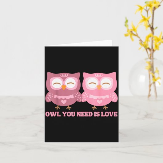 Valentines Day Owl You Need Is Love _ Cute Valenti Karte (Gelbe Blume)