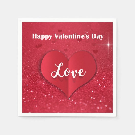 Valentine's Day Paper Heart Glitzer Paper Napkin Serviette (Vorderseite)