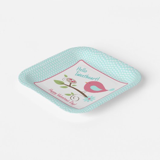 Valentine's Day Party Bird Hallo Tweetheart Pappteller (Gewinkelt)