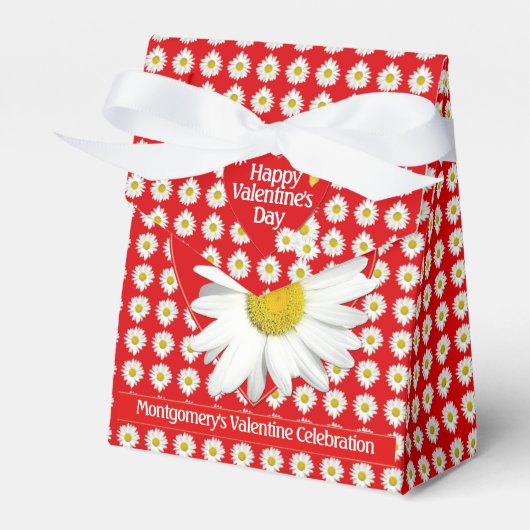 Valentine's Day Party White Daisy Heart Custom Geschenkschachtel (Vorderseite)