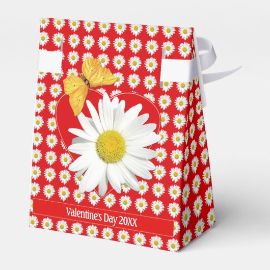 Valentine's Day Party White Daisy Heart Custom Geschenkschachtel (Rückseite)
