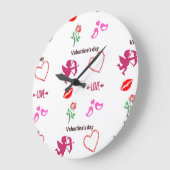 Valentine's day pattern on white große wanduhr (Winkel)