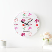 Valentine's day pattern on white große wanduhr (Zuhause)