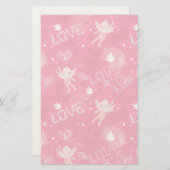 Valentine's Day Pattern With Cupid Briefpapier (Vorne/Hinten)