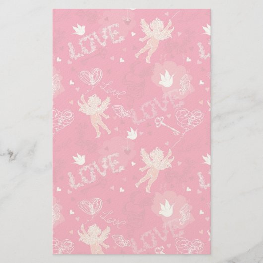 Valentine's Day Pattern With Cupid Briefpapier (Vorderseite)