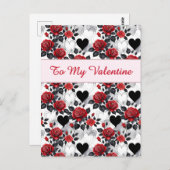Valentine's Day Patterned Roses and Hearts Postkarte (Vorne/Hinten)