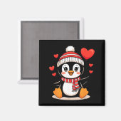 Valentine's Day Penguin Heart Balloon Cute  Magnet (Vorderseite/Rückseite)