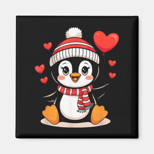 Valentine's Day Penguin Heart Balloon Cute Magnet (Vorne)