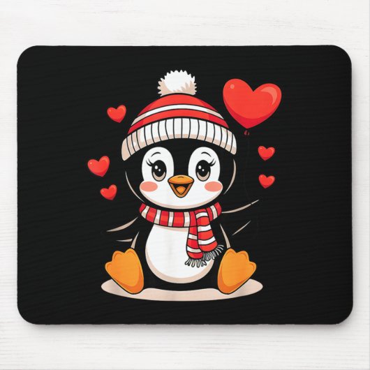 Valentine's Day Penguin Heart Balloon Cute Mousepad (Vorne)