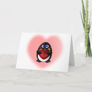 Valentine's Day Penguin with Heart Feiertagskarte