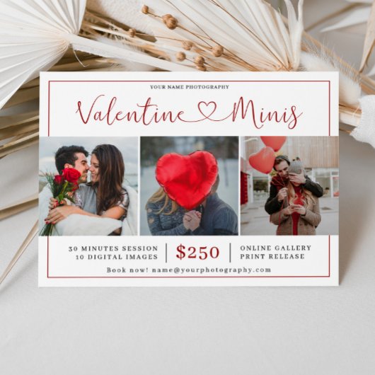 Valentine's Day Photography Mini Session Marketing Mitteilungskarte
