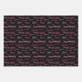 Valentine's Day Pink and Black Hearts Script-Liebe Geschenkpapier Set (Vorderseite)