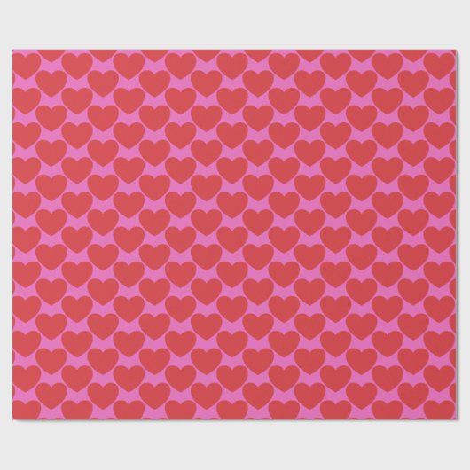 Valentine's Day Pink and Red Heart Pattern Geschenkpapier (Flach)