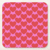 Valentine's Day Pink and Red Heart Pattern Party Rechteckiger Pappuntersetzer (Vorderseite)