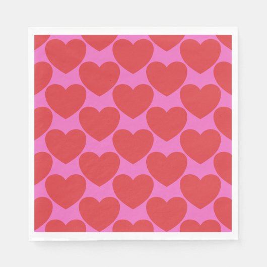 Valentine's Day Pink and Red Heart Pattern Party Serviette (Vorderseite)